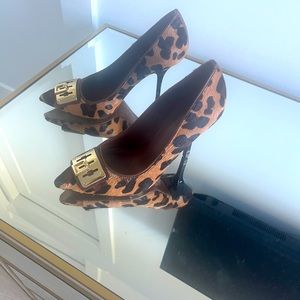 Tory Burch calf hair leopard heels gently worn twice